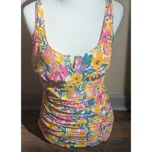 Anne Cole Floral Ruched One Piece Swimsuit Bathing Suit XXL Plus Size